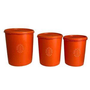 Vintage Orange Tupperware Canister Set of 3